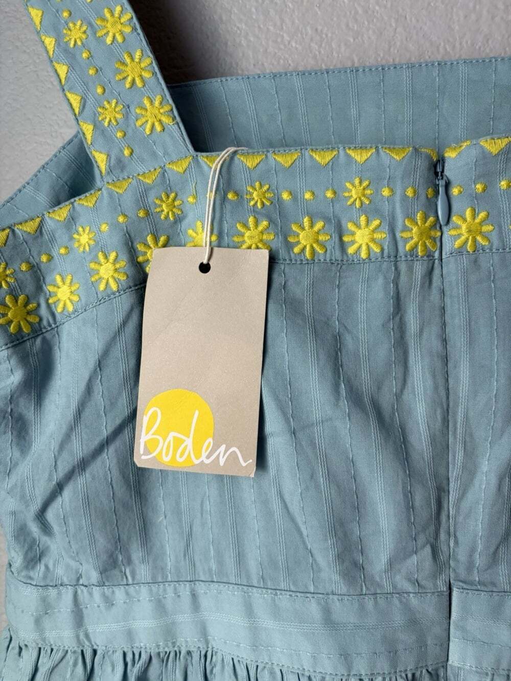 Boden Heron Estella Embroidered Tiered Sleeveless Midi Dress Top Womens 10R NWT - Picture 3 of 4